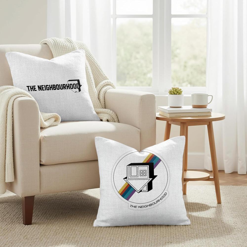LOGO Design NNeighborhood Cushion Cover Natural Linen Organic Fabric DoubleSided Printing Couch Pillow Covers Home Decor