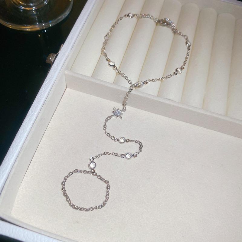 Zircon Mangxing integrated bracelet ring, cold wind bracelet, light luxury and high-end jewelry for women