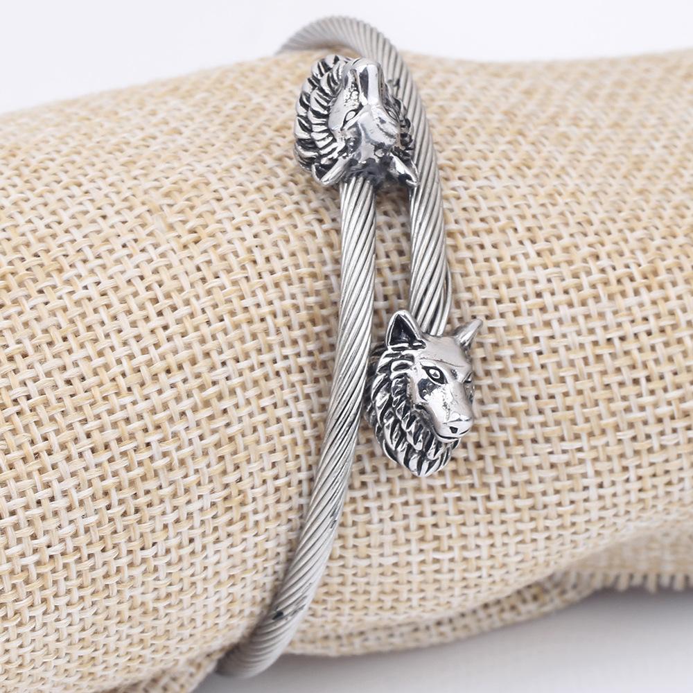Yeni Retro Baskın Kurt Başı Ayarlanabilir Bileklik Moda Erkek ve Kadın Bilekliği