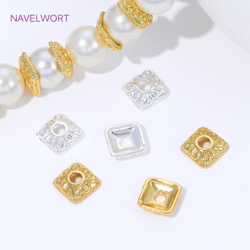 10/20Pcs 18K Gold Plated Brass Spacer Beads Caps For Jewelry Making,With Zircon Flower Beads Cap For Bracelet,DIY Accessories