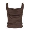 Trendy American Ruched Square Neck Slim Fit Minimalist Camisole - Summer Edition
