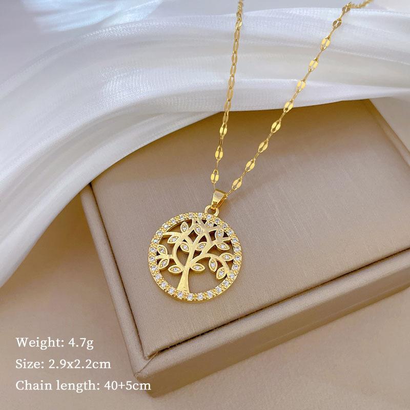 Lucky Necklace Women'S Copper Micro-Inlaid Real Gold Electroplating Simple And Exquisite Clavicle Chain Neck Chain