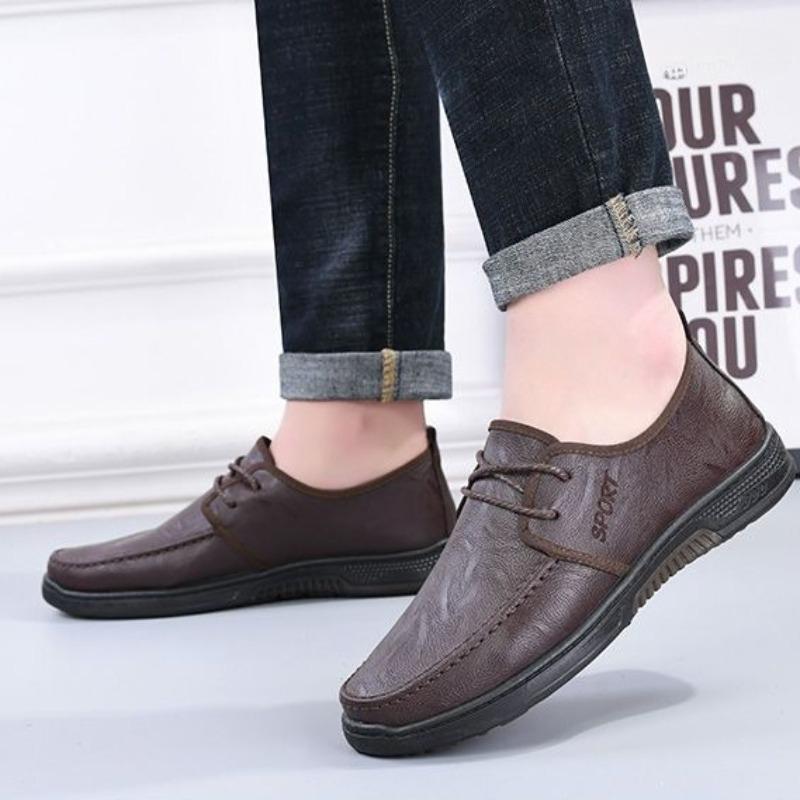 Fashion Soft Waterproof Business Men's Leather Shoes Classic Original Social Fashion 2025 Trend Legitimate Common Pu Male Casual Shoe