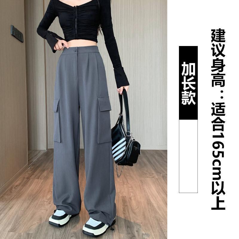 

Black overalls women s spring and summer thin high-waisted casual tied feet two-wear wide-leg pants scimitar pants XL