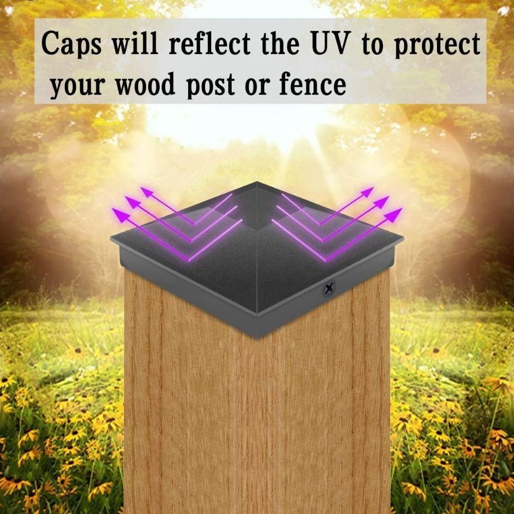 6Pcs Waterproof Pyramid Post Caps Replacement 3.5x3.5in Fence Post Cover Sun Protection Weather Resistant Posts Top Protector