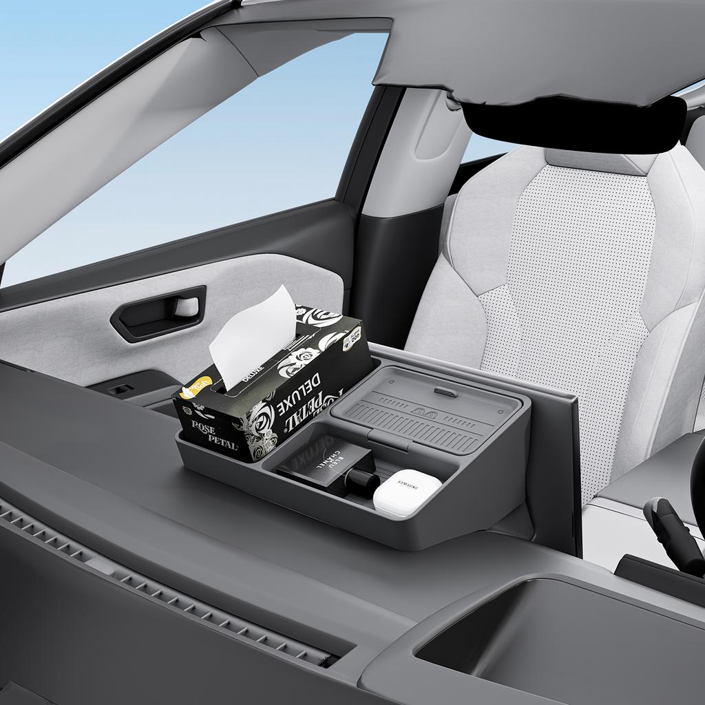 LHD Black Soft Silicone Multi-Function Storage Box For Toyota RAV4 2026-2028 Behind Central Control Screen Sundries Organizer