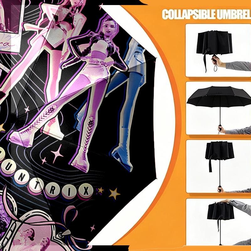KPop Demon Hunters Print Umbrella Automatic Opening/ Closing - Portable Foldable Design - Daily Use for Travel/Outdoor - Gift for Birthday