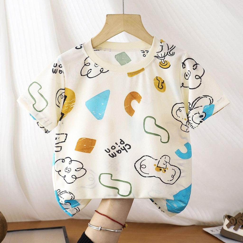 Children's Short Sleeved T-shirt for Boys and Girls Summer Colorful and Cool Thin Design Suitable for Medium and Large Children Casual Short Sleeved