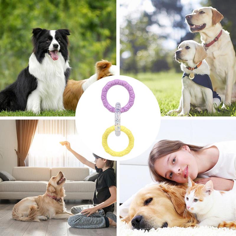 Tug Rings For Dogs 3 Rings Puller Dog Bite Toy Interactive Biting Game Pet Supplies Promotes Teeth Care Exercise Equipment For