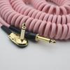 Coiled Shielded 6 To Straight Plug Guitar/Bass Cable, Meters, L-shaped (Pink)
