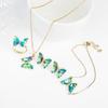 4pcs Creative 21 Colors Crystal Zirconia Butterfly Bracelet Necklace Earrings Ring Jewelry Set Luxury For Woman Party Jewelry