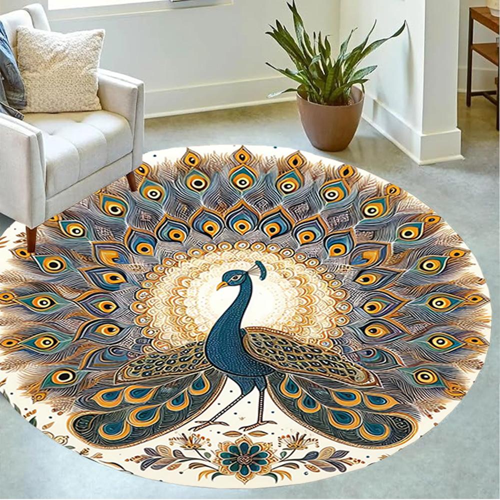 1pc Home Carpet Peacock Design Non-slip Rug for Office Decor and Living Room Gift Ideas