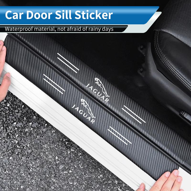 Car Door Sill Protector Stickers Carbon Threshold Strip Accessories For Jaguar XF XJ XFR XKR S-Type F-Type X-Type F-Pace I-Pace NN55