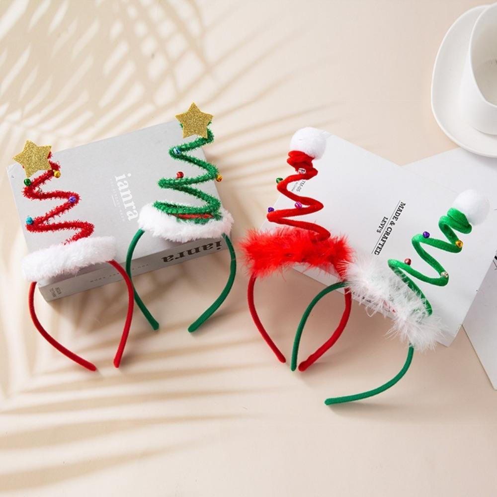 Santa's Hat Christmas Tree Hair Hoop Spring Children Headwear  Xmas Hair Accessories
