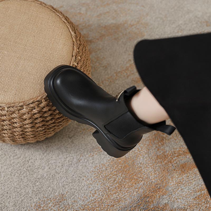 Thick-soled elastic thin Martin boots women's new versatile small inner height-increasing short boots