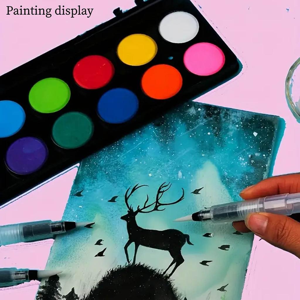 6 Stück Aquarellpinselstift Nachfüllbar Malen Wasserpinsel Flache / Spitze für Gouache Aquarell Kunstmalerei