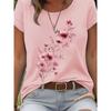 T-shirt da Donna con Ramo Floreale Viola - Grafica Delicata di Fiori ad Acquerello, Top Casual Viola Chiaro
