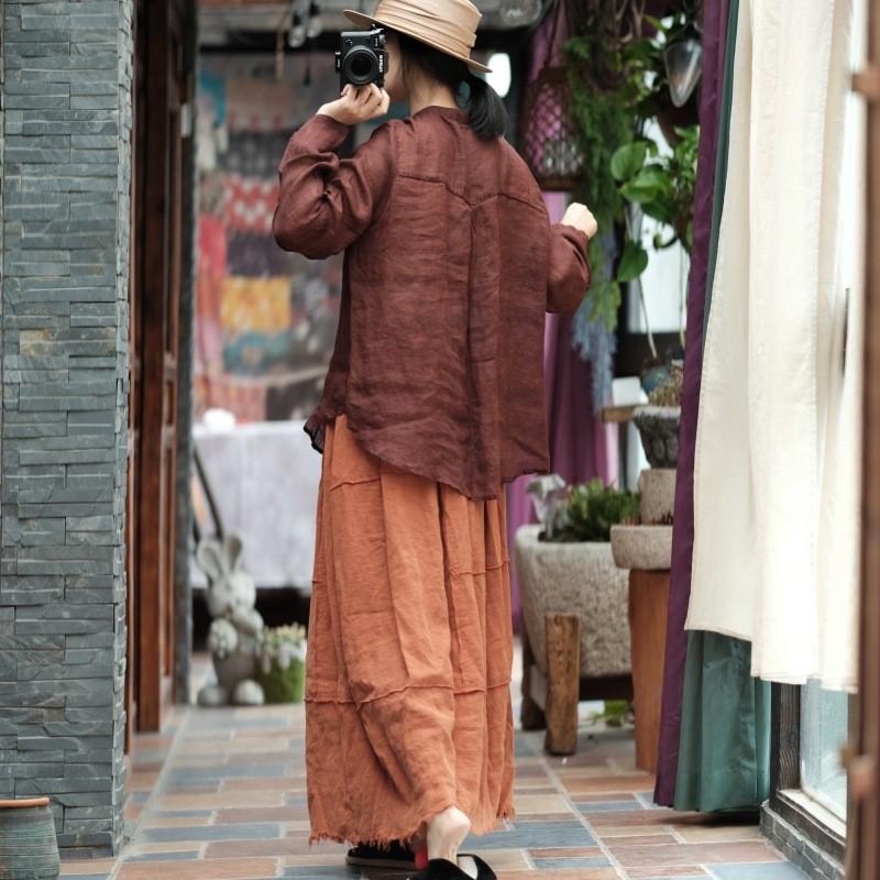 Johnature Cămașă cu mâneci lungi cu mâneci lungi de toamnă pentru femeie de toamnă.