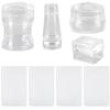 4Pcs Clear Silicone Nail Art Stamper Set Round Rectangular Double Head Transparent Jelly Stamping for Creative Manicure