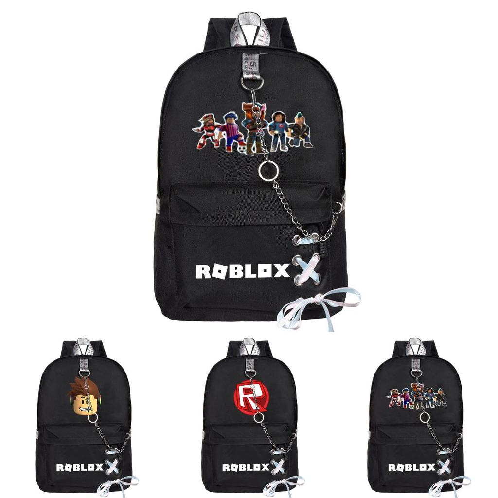 Mochila Roblox em Tecido Oxford Estampado Com Design Único de Corrente Para Estudantes