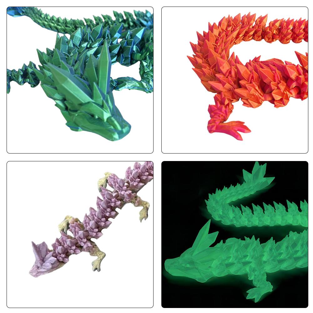 5pcs 3D Printed Crystal Dragon Articulated Dragon Fidget Toy Flexible Joints Dragon Figurine Birthday Gift for Boys
