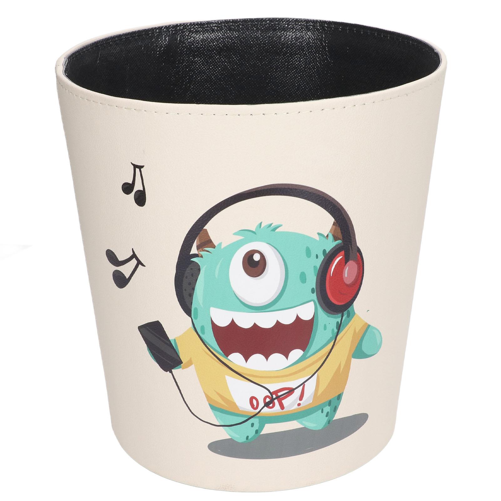 

Мультяшное мусорное ведро большой вместимости Зеленый монстр Нескользящее основание Милое водонепроницаемое мусорное ведро из ПУ кожи для детской комнаты