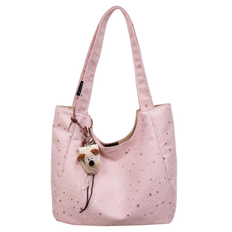 Crossborder Fashion Canvas Handbag For Daily Casual Use With Polka Dot Design