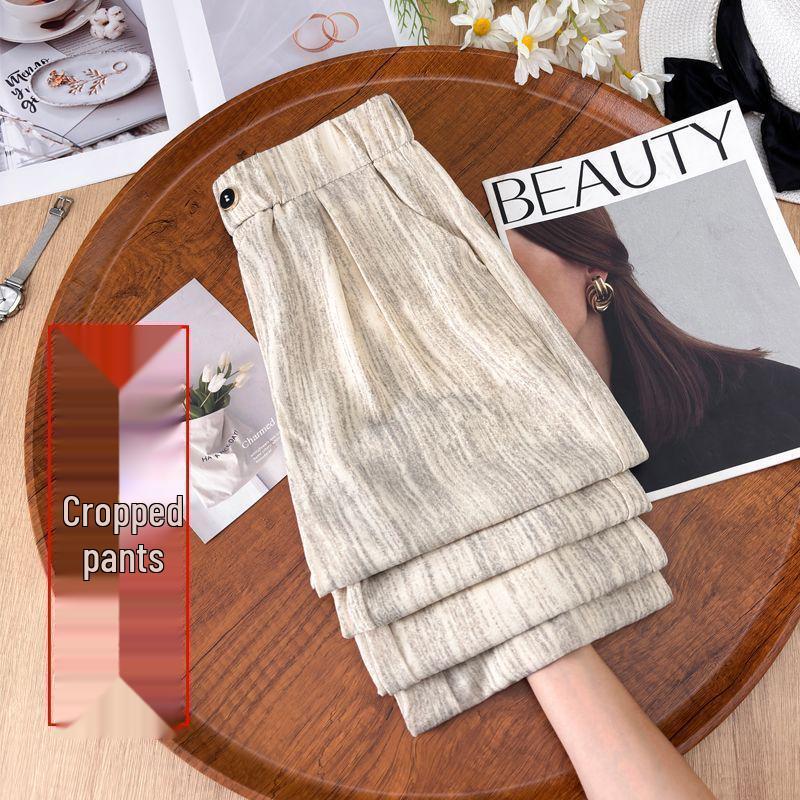 

2026 Trendy Slimming High-Waisted Ice Silk Ankle Pants for Women - Summer Casual Narrow-Leg Straight-Leg Trousers M (85-100 jin)