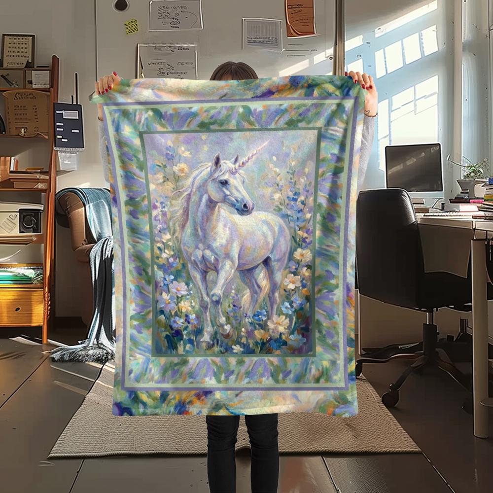 Unicorn Animal Print Flannel Blanket, High quality Comfortable for All Seasons, Home Decor, Warmth and Comfort, Perfect for Christmas Gifts136