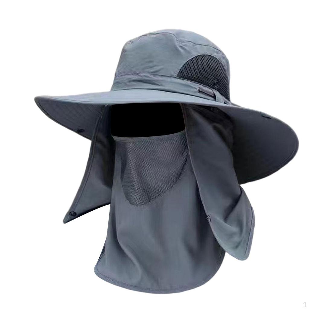 Lightweight Sun Hat with Detachable Face Neck Flap Cover for Outdoor Activities