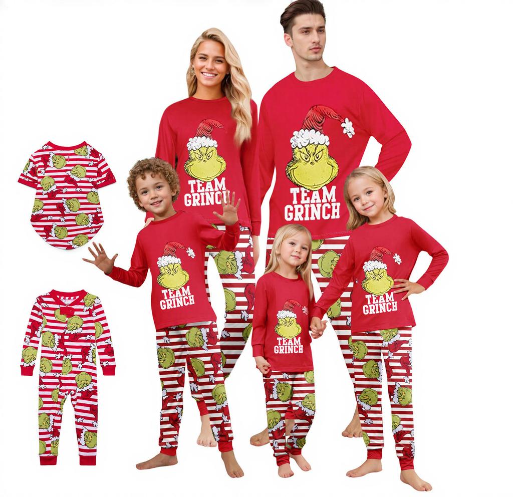 Christmas Print Cute Family Set Pajamas, Home Clothes, Family Set Long Sleeve Top Pants Set