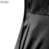ZANZEA Women Elegant Square Collar Casual Short Sleeve Long Dress