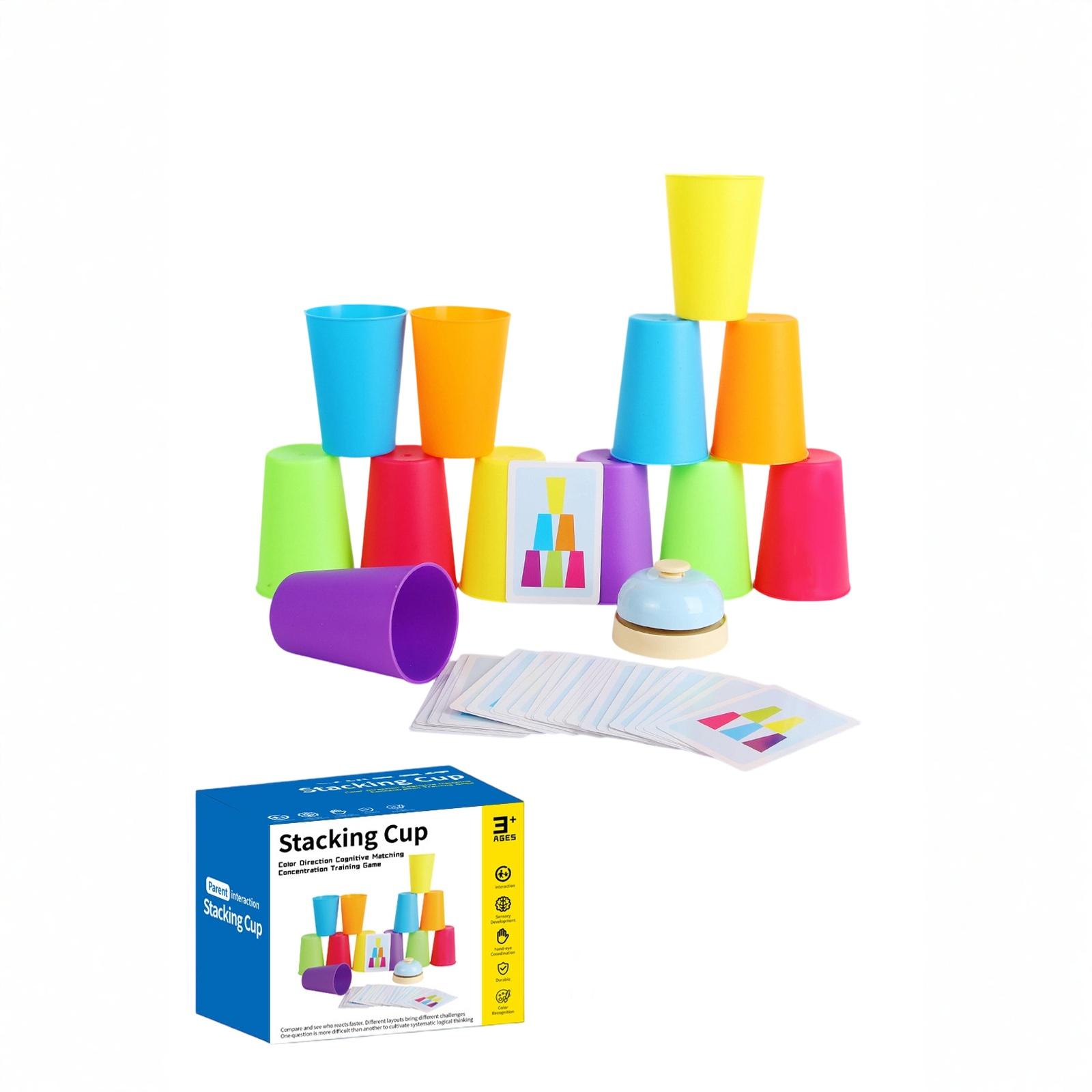 

English: Kids Stacking Cups Educational Toy Color Speed Stacking Cups Parent-Child Game one size