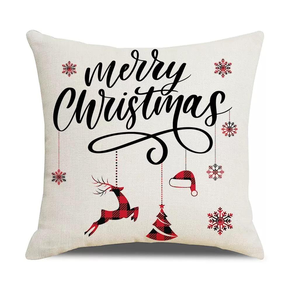 Christmas Pillowcase Christmas Red Plaid Home Holiday Decoration Pillow Cushion Cover