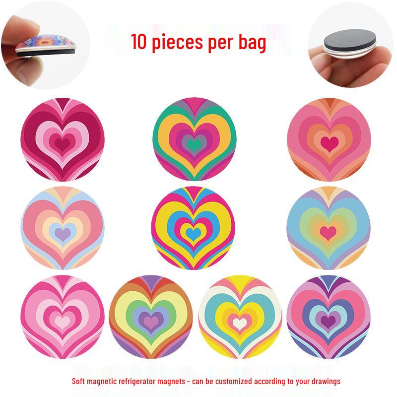 

Seven-Color Gradient Heart Valentine s Day Fridge Magnet - Crystal Glass Soft Magnet and Whiteboard Sticker 25 mm Fridge Magnet Set of 10