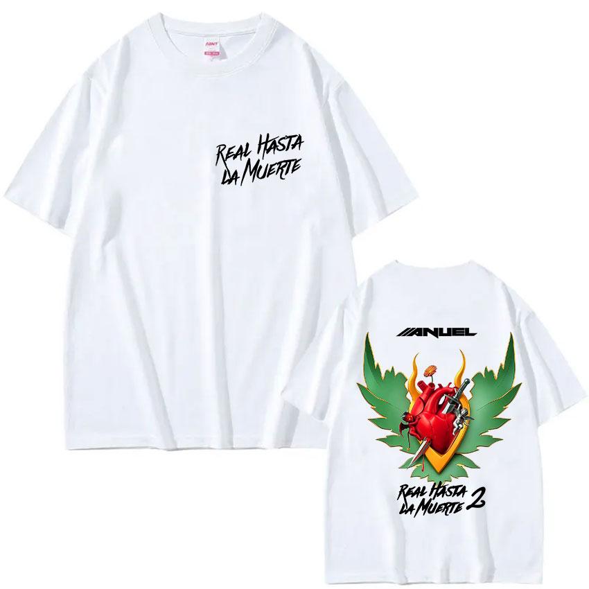 Rapper ANUEL AA Real Hastala La Muerte Album 2025 Graphic T Shirts Mens Vintage Fashion Pop Oversized Cotton Tshirt Streetwear