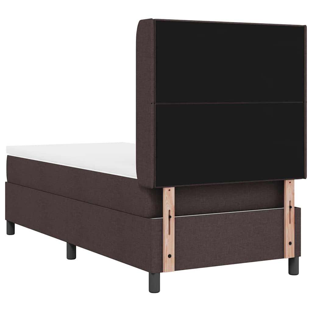 LED Boxspring Bed with Headboard Dark Brown 100 x 200 cm Fabric
