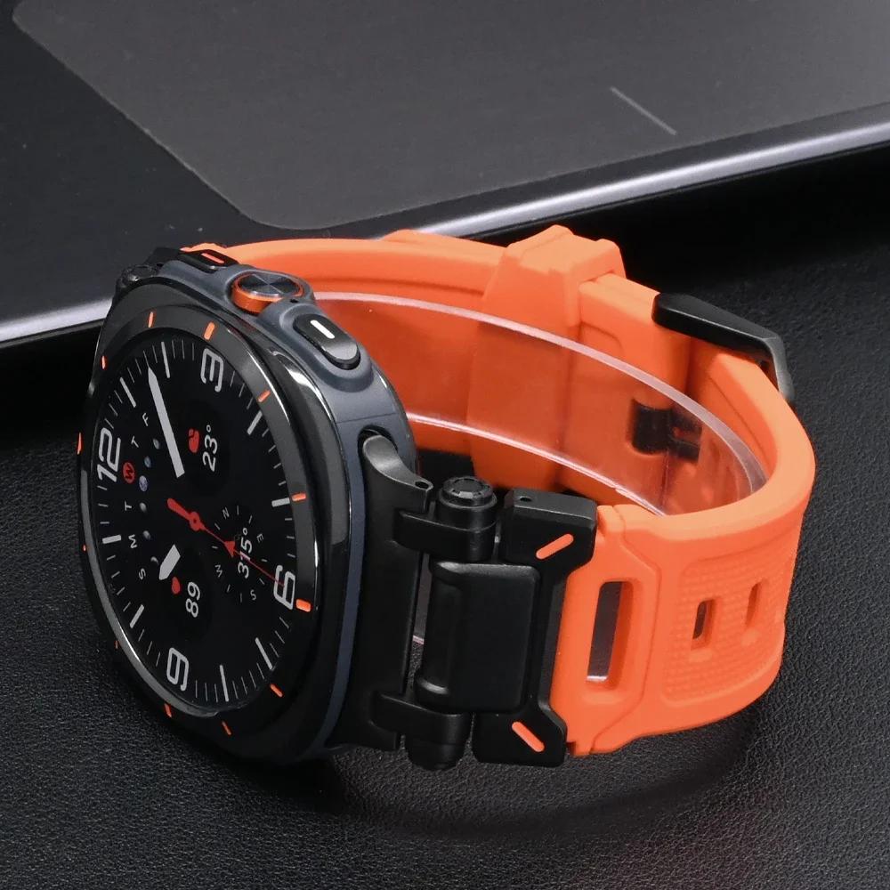 Men Rubber Loop Strap for Samsung Galaxy Ultra 47mm Luxury Sports Band for SAMSUNG GALAXY ULTRA 47mm Black Orange Watch Band