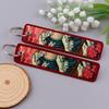 Embroidery Key Fobs Japanese Waves Key Tags Keychain For Motorcycles Cars Key Ring Accessories Jewelry Chaveiro Gifts