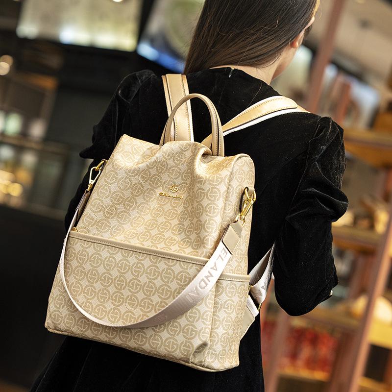 2024 Women's High-End Retro Print Large Capacity Anti-Theft Travel Backpack