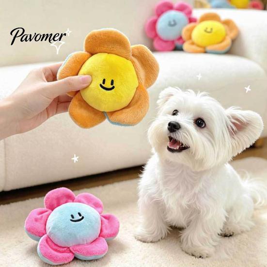 Internal Spiky Ball Toy Crinkle Flower Dog Toy, Squeaky Inside, Plush Puppy Cute Floral Chew Interactive Fetch for Small And Medium Dogs Durable
