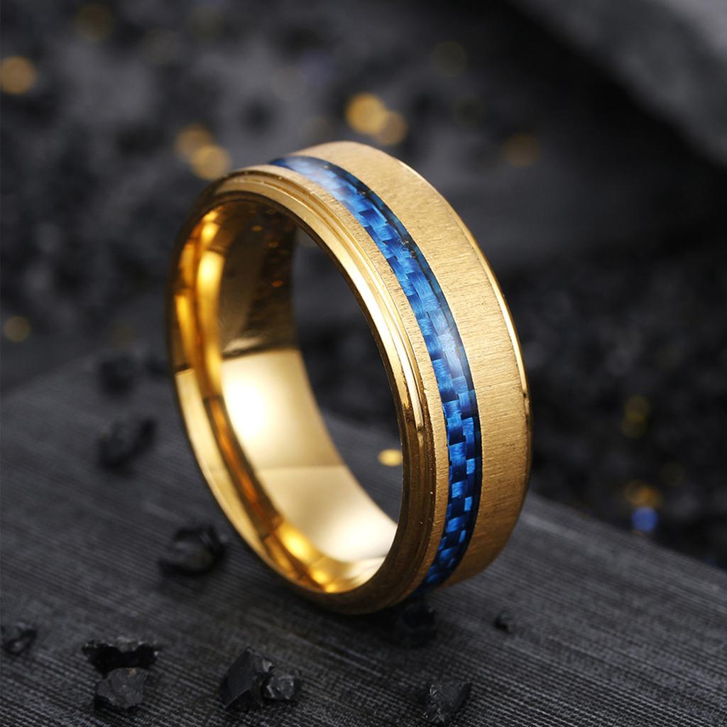 European and American New Jewelry Brushed Matte Ring Carbon Fiber Titanium Steel Men's Ring Bracelet