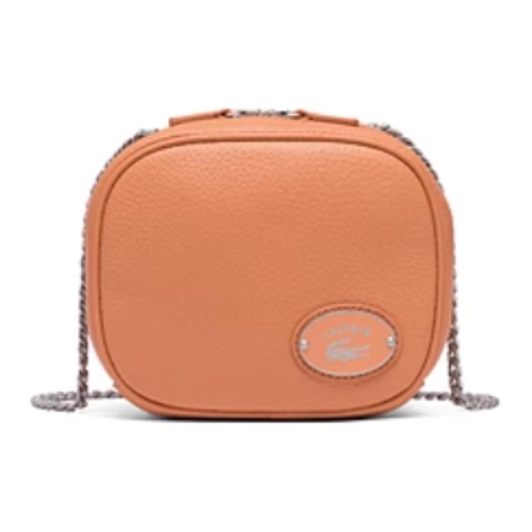 Lacoste Logo Zipper Closure Leather Shoulder Crossbody Bag Medium Women bags Orange NF3939GZ-K20 Orange,Medium