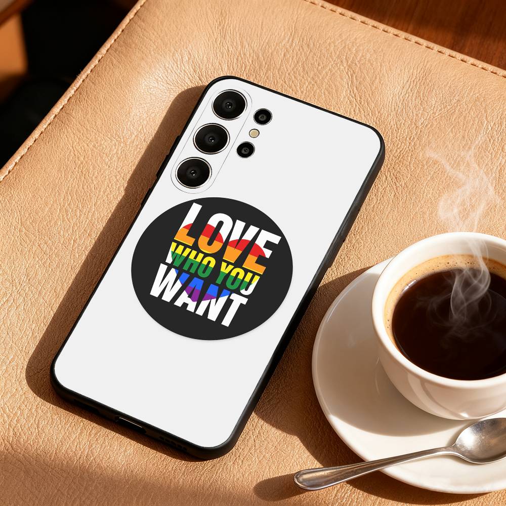 Funda de Teléfono Arcoíris LGBT Gay Lesbiana Para Samsung S26,S25,S24,S21,S22,S23,S30,Ultra,S20,FE,Lite,10,9,Funda Negra