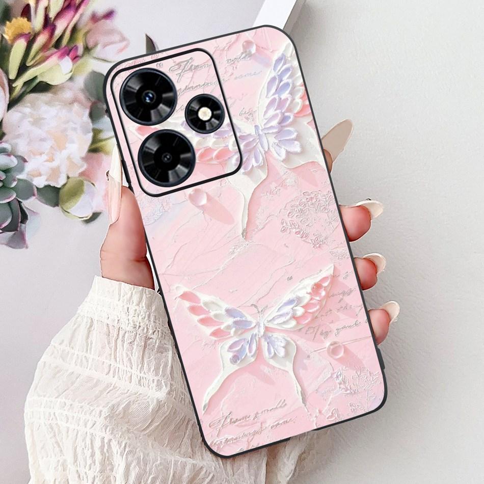 For Infinix Hot 30 Play 30i Hot30 4G Elegant Floral Cat Phone Case For Infinix Hot 30 30Play Hot30i Black Silicone Soft Cases