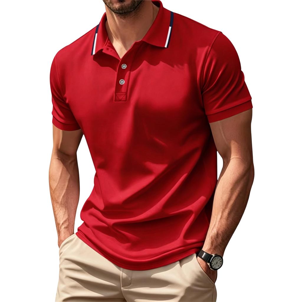 Men’s Short Sleeve Polo Shirt with Breathable Athletic Fabric Classic Turn-down Collar and Quick Dry Design for Summer Sports Casual Wear