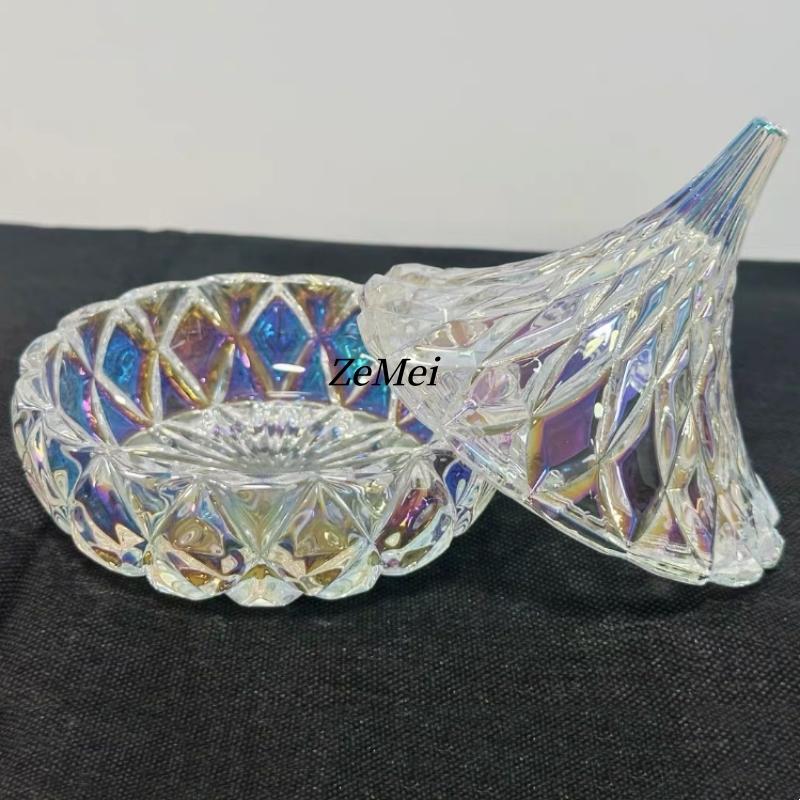 European-Style Diamond Teardrop Shape Crystal Glass Candy Jar,Jewelry Organizer Glass Jar With Lid Container Home Decoration