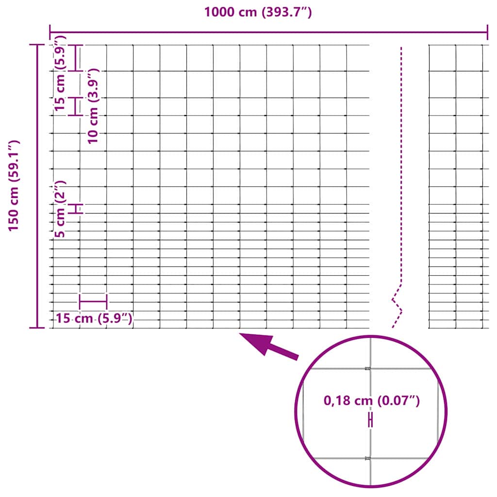 Wildlife Fence Hot Dip Galvanized 1000 X 150 X 0.18 Cm Iron