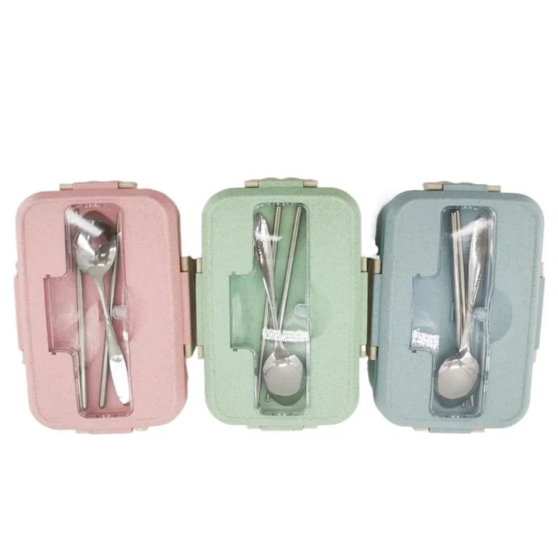 Borsa Pranzo Portatile Bento Box, Contenitore per Alimenti, Stoviglie in Paglia di Grano, Pranzo al Microonde, Bambini Scuola Ufficio