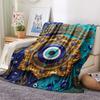 1Pc Evil Eye Print Flannel Blanket, High quality Comfortable for All Seasons, Home Decor, Warmth and Comfort, Perfect for Christmas Gifts W60